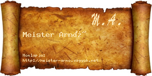 Meister Arnó névjegykártya